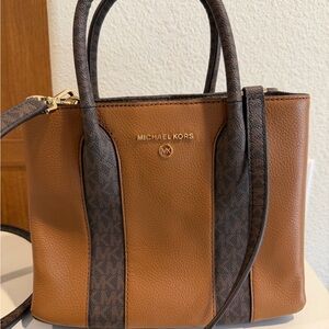 Michael Kors Tan and Brown Satchel AND Wallet